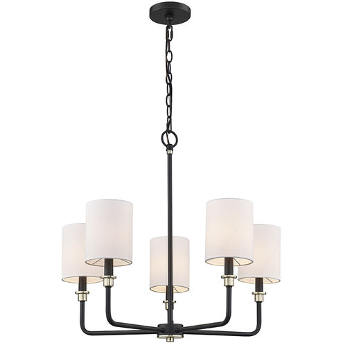 Chelsea 5 Light 24.75 inch Matte Black/Modern Gold Chandelier Ceiling Light